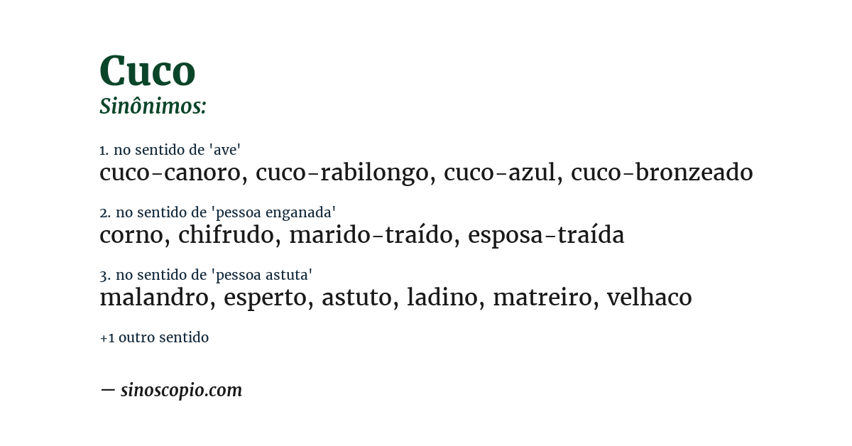 Sinônimo de cuco