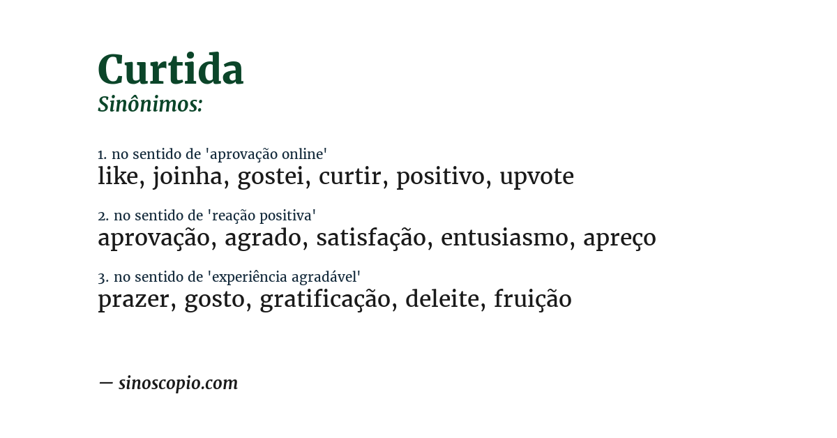 Sinônimo de curtida