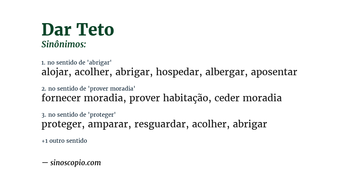 Sinônimo de dar teto