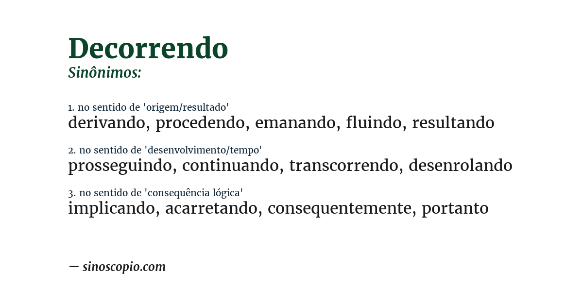 Sinônimo de decorrendo