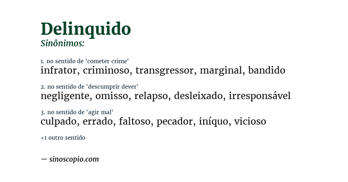 Sinônimo de delinquido