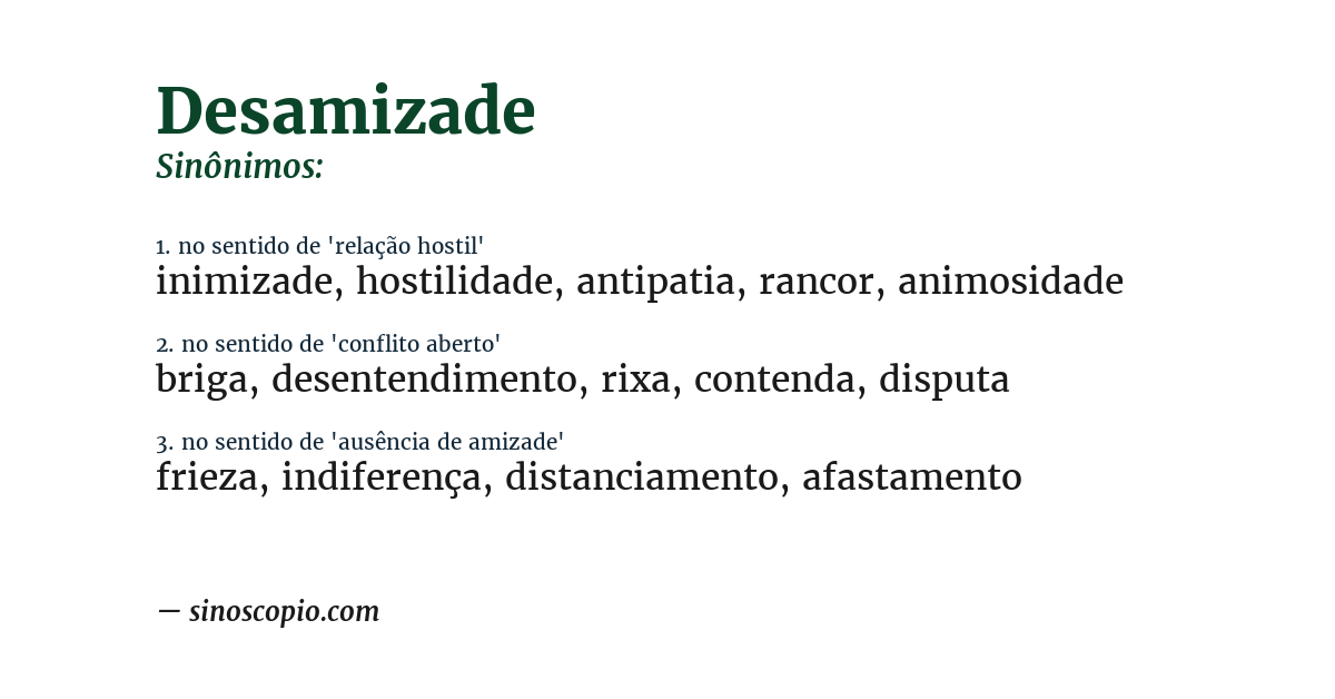 Sinônimo de desamizade