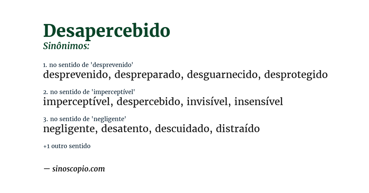 Sinônimo de desapercebido