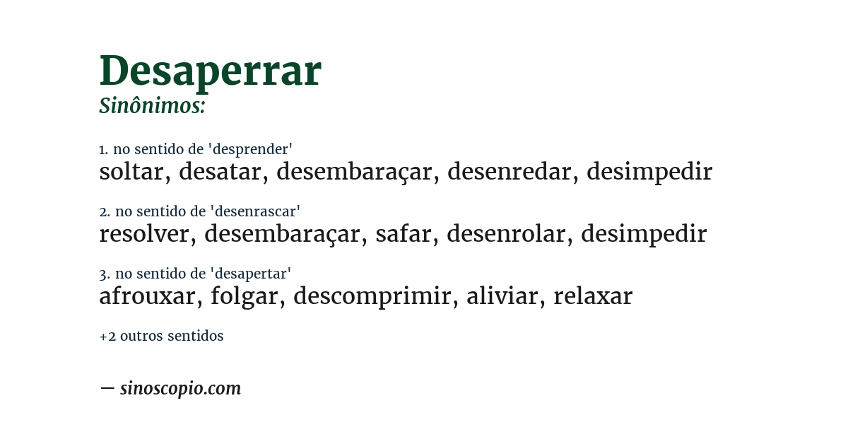 Sinônimo de desaperrar