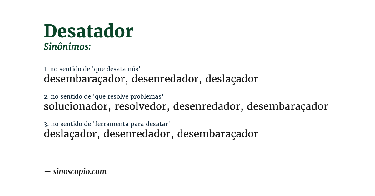 Sinônimo de desatador