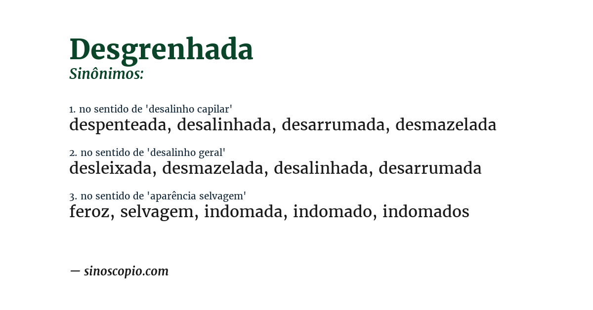 Sinônimo de desgrenhada