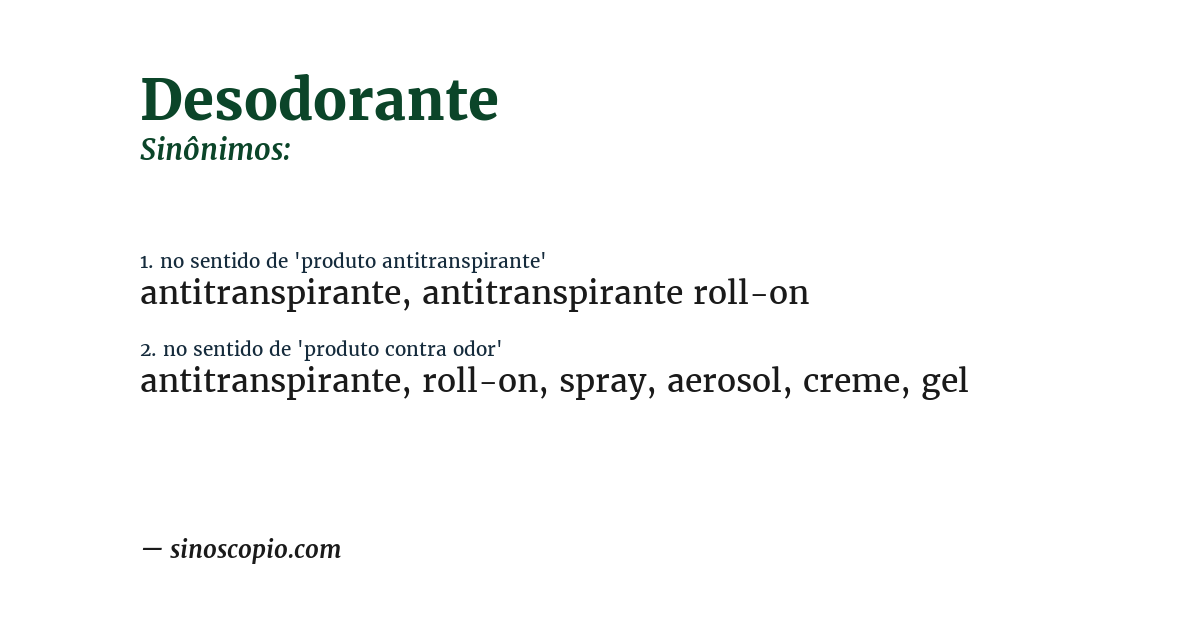 Sinônimo de desodorante