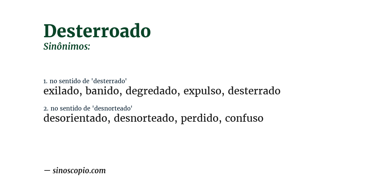 Sinônimo de desterroado