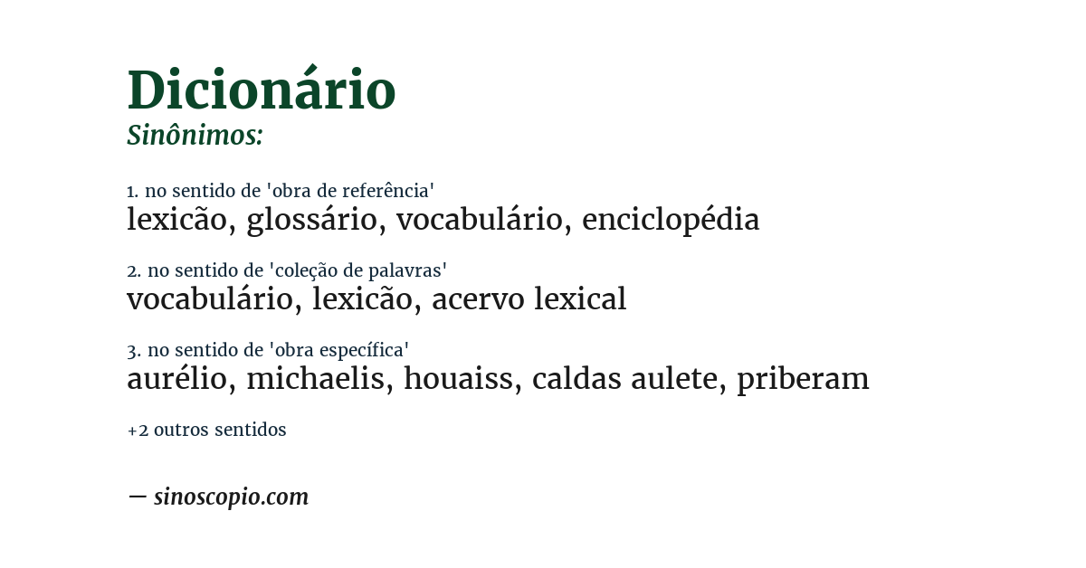 Sinônimo de dicionário