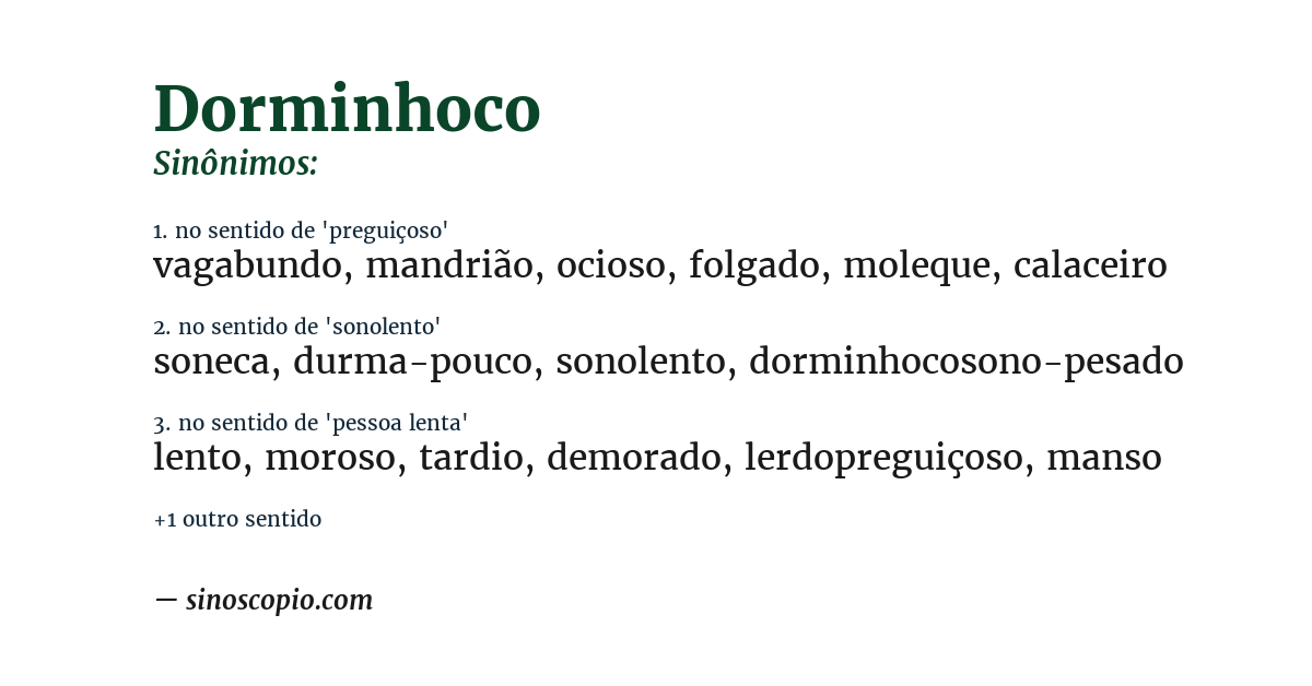 Sinônimo de dorminhoco