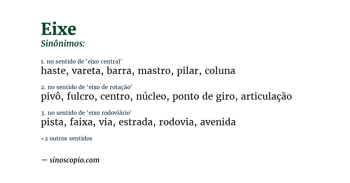 Sinônimo de eixe
