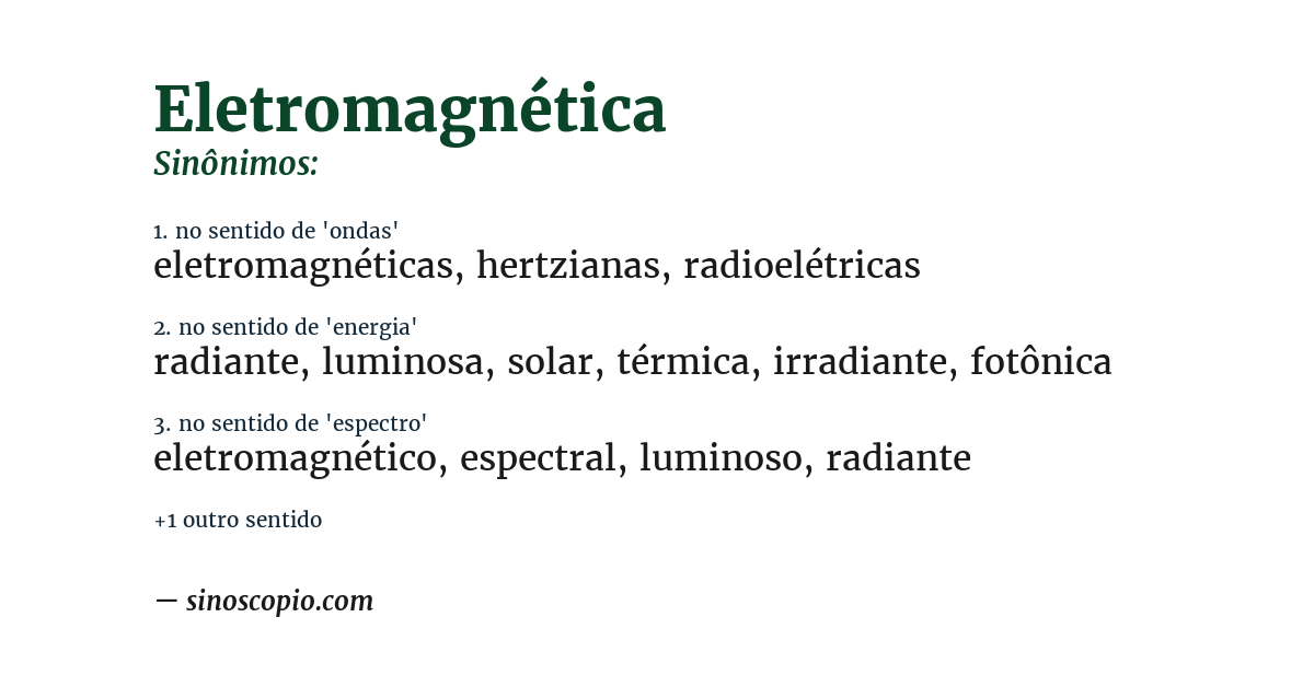Sinônimo de eletromagnética
