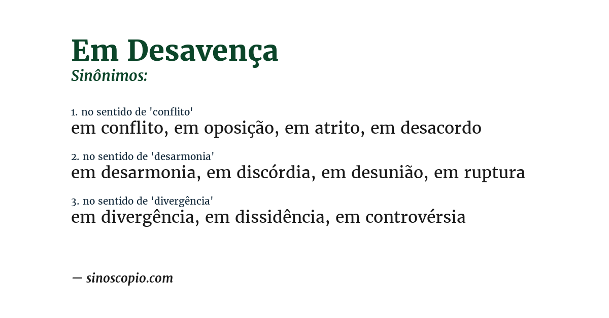 Sinônimo de em desavença