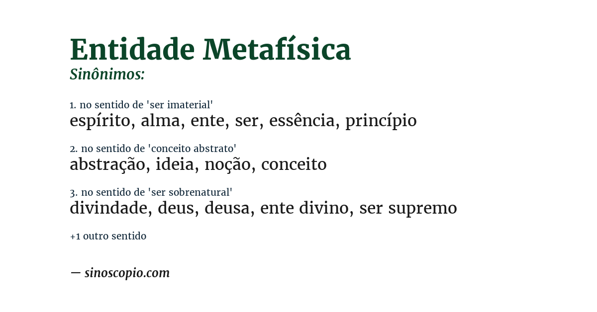 Sinônimo de entidade metafísica