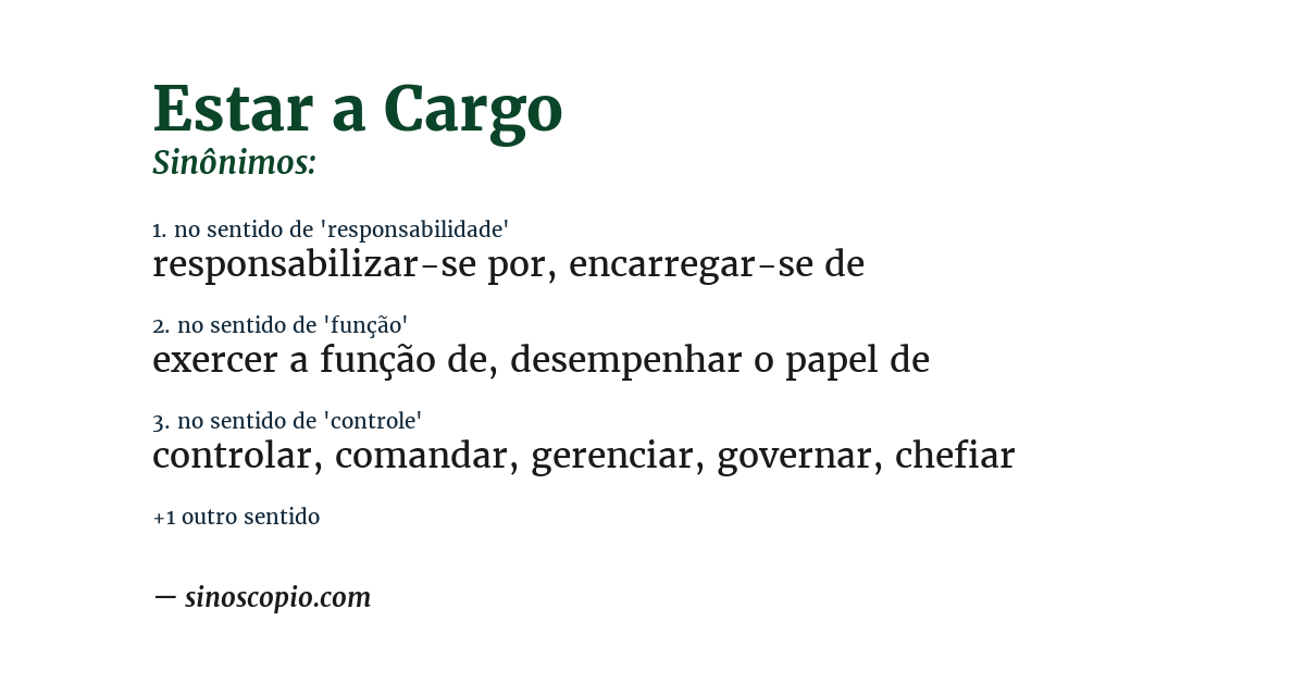 Sinônimo de estar a cargo