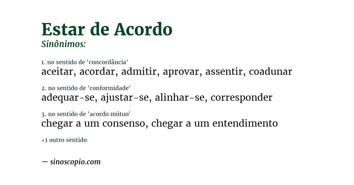 Sinônimo de estar de acordo