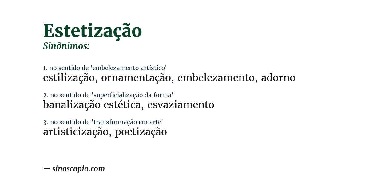Sinônimo de estetização