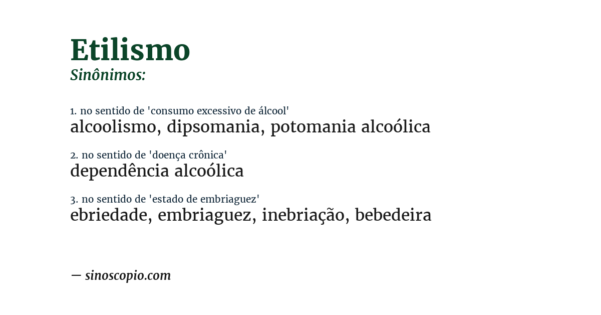 Sinônimo de etilismo