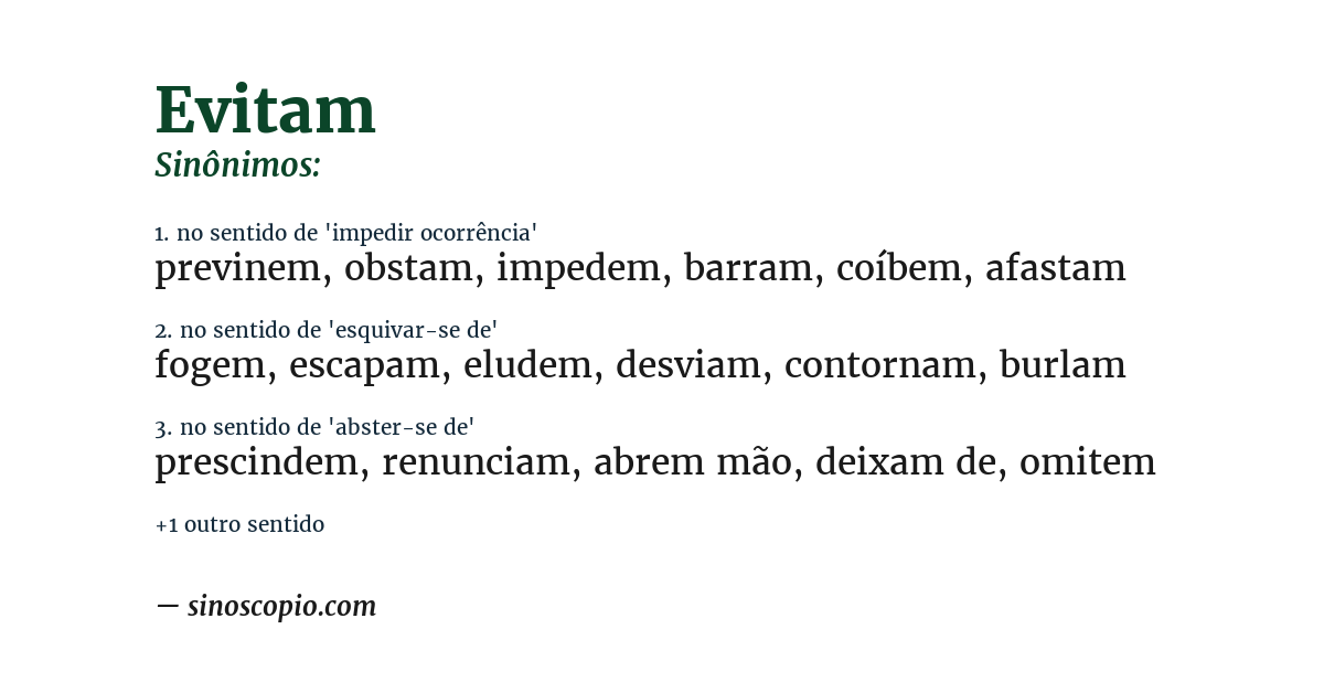 Sinônimo de evitam
