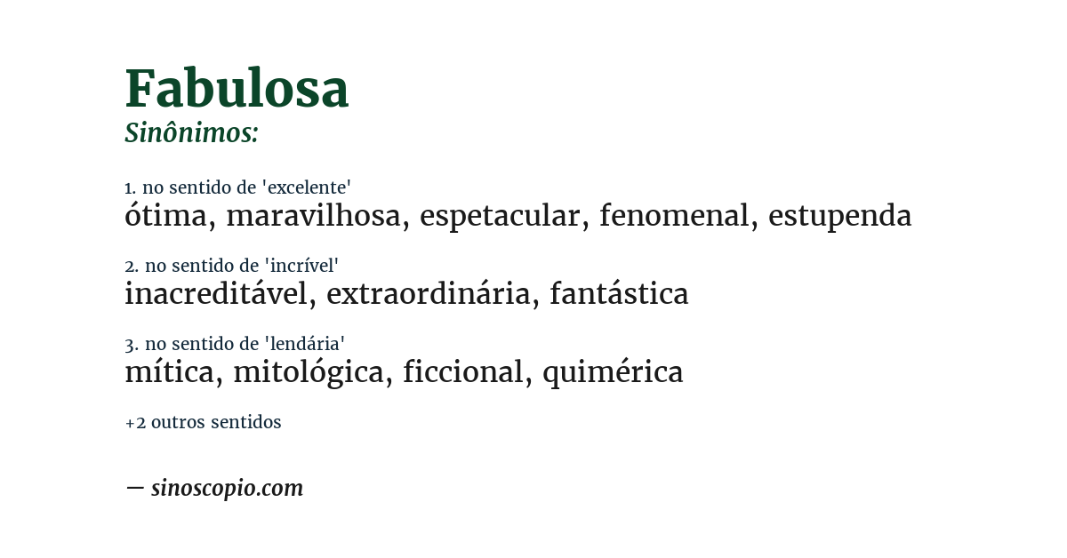 Sinônimo de fabulosa