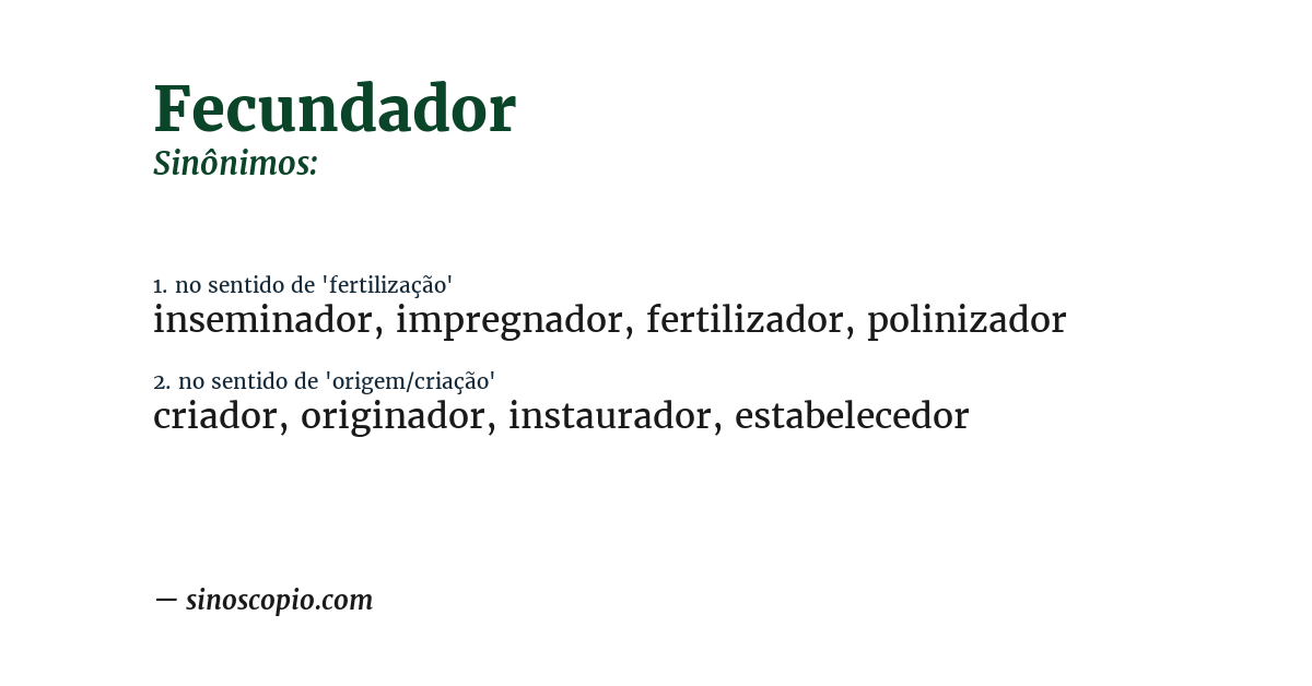 Sinônimo de fecundador