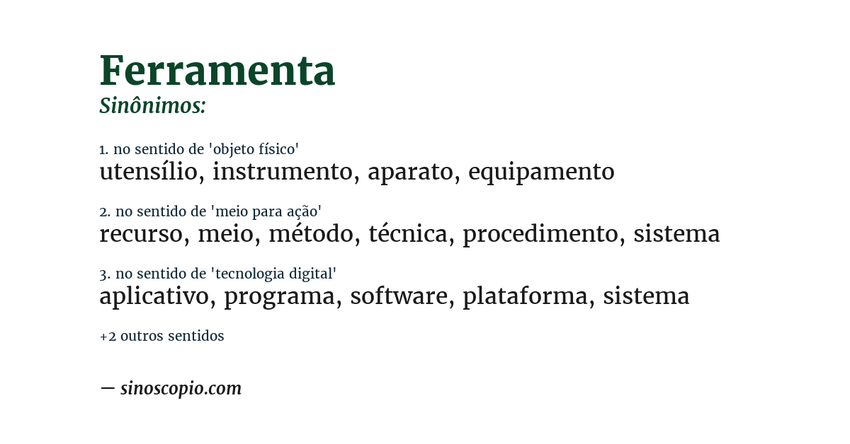 Sinônimo de ferramenta