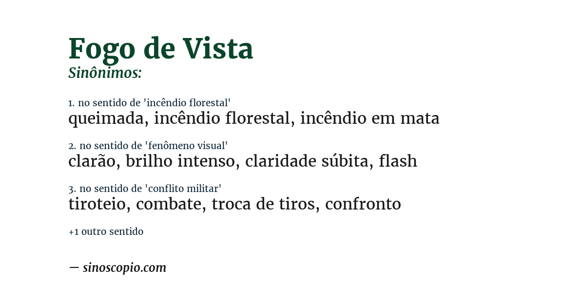 Sinônimo de fogo de vista