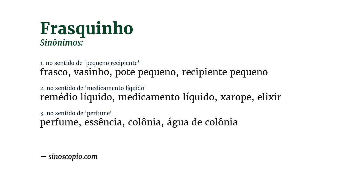 Sinônimo de frasquinho