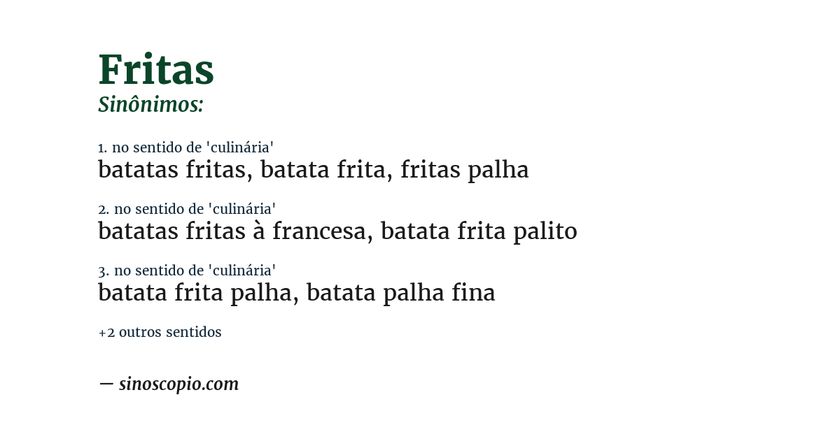 Sinônimo de fritas
