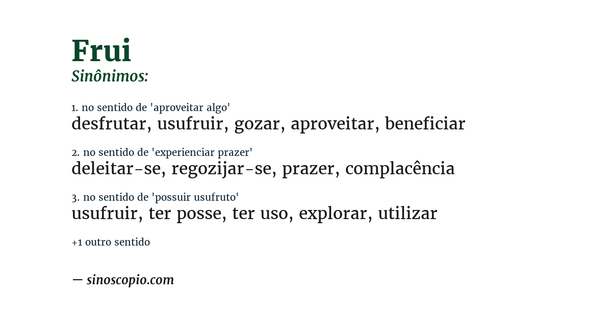 Sinônimo de frui