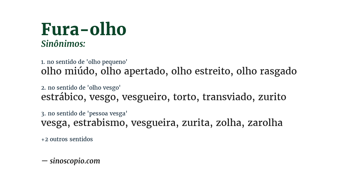 Sinônimo de fura-olho