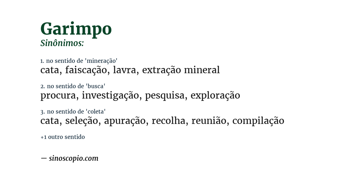 Sinônimo de garimpo