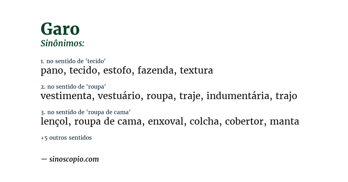 Sinônimo de garo