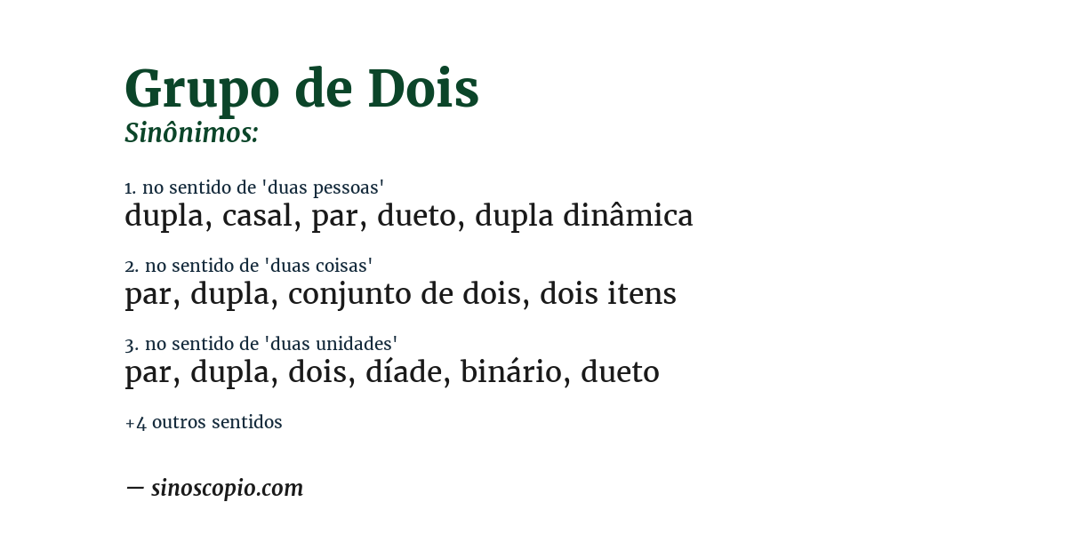 Sinônimo de grupo de dois