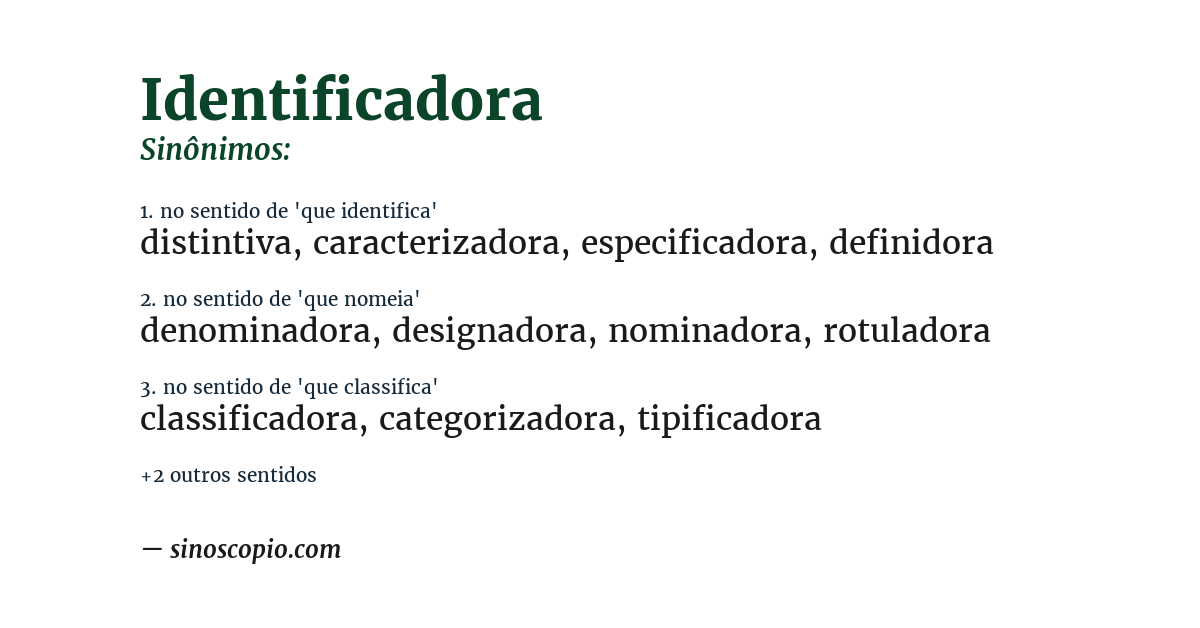 Sinônimo de identificadora
