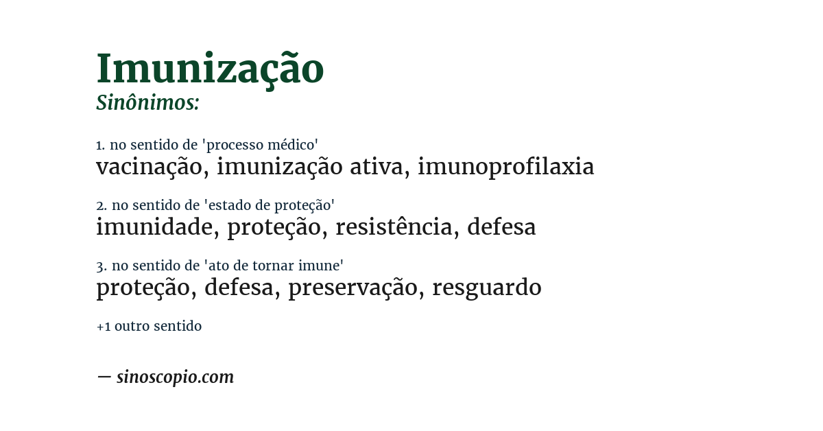 Sinônimo de imunização