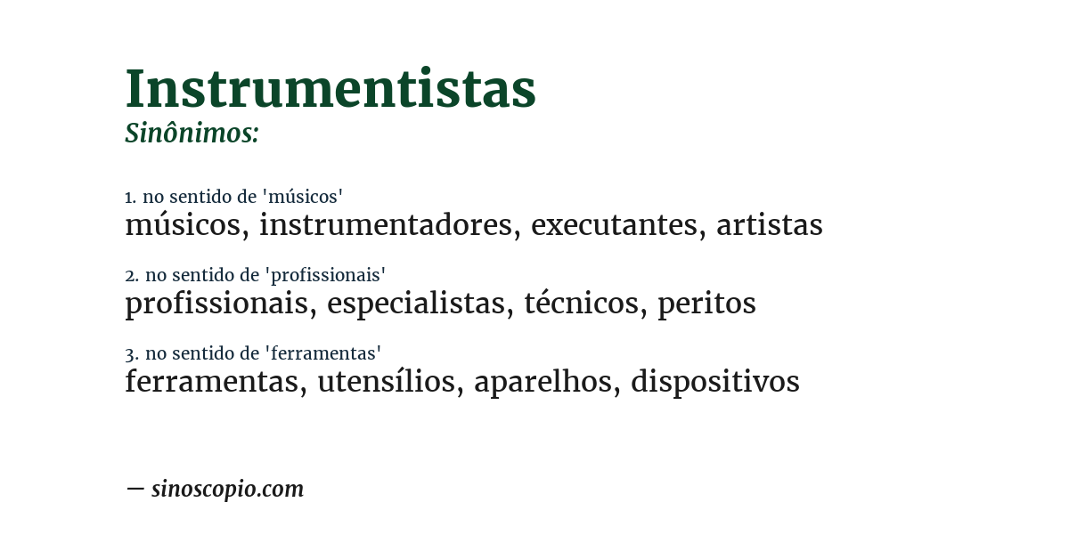 Sinônimo de instrumentistas