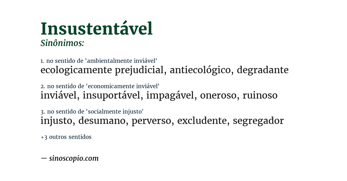 Sinônimo de insustentável