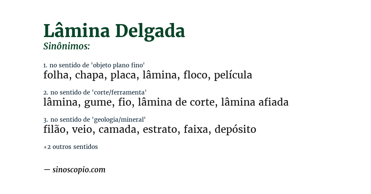 Sinônimo de lâmina delgada