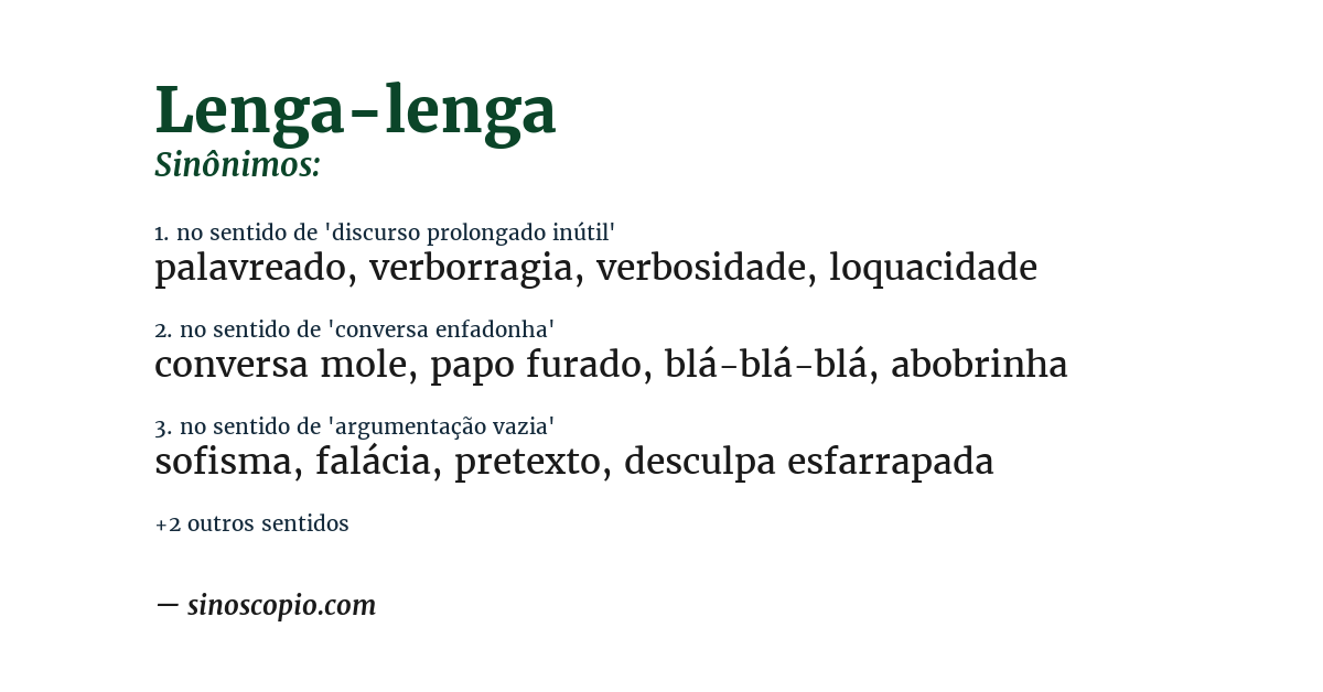 Sinônimo de lenga-lenga