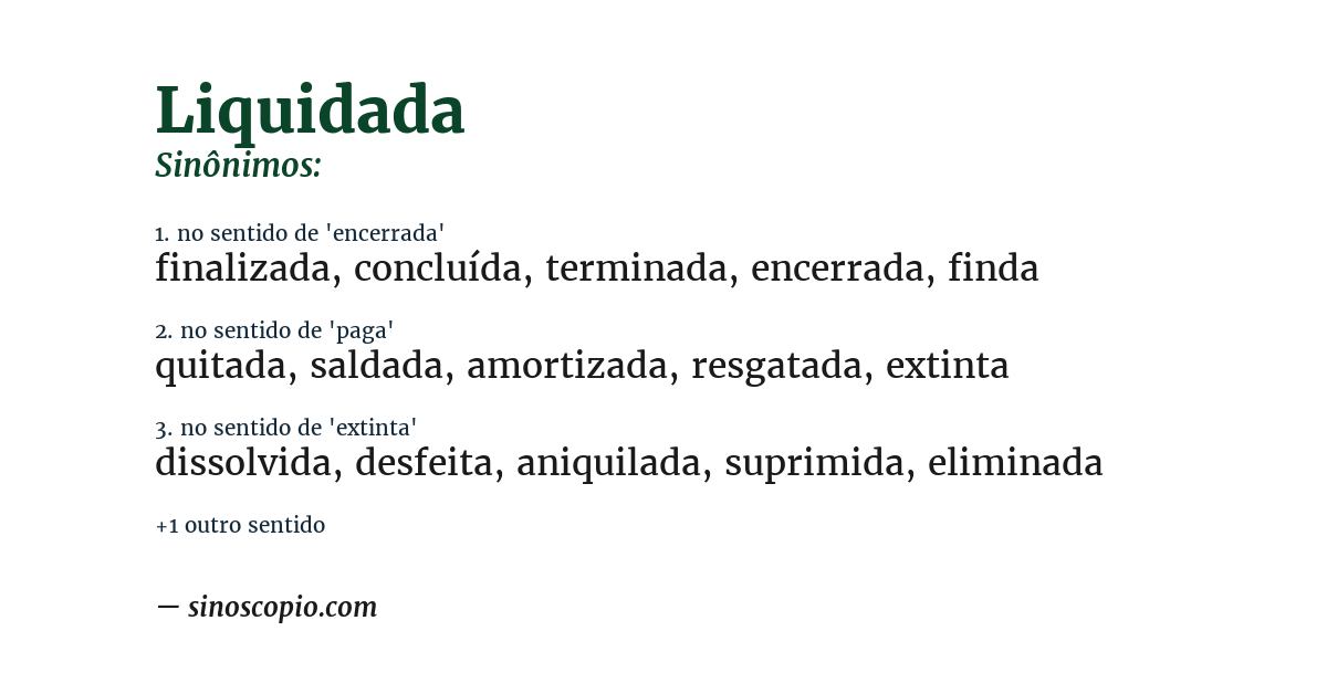 Sinônimo de liquidada