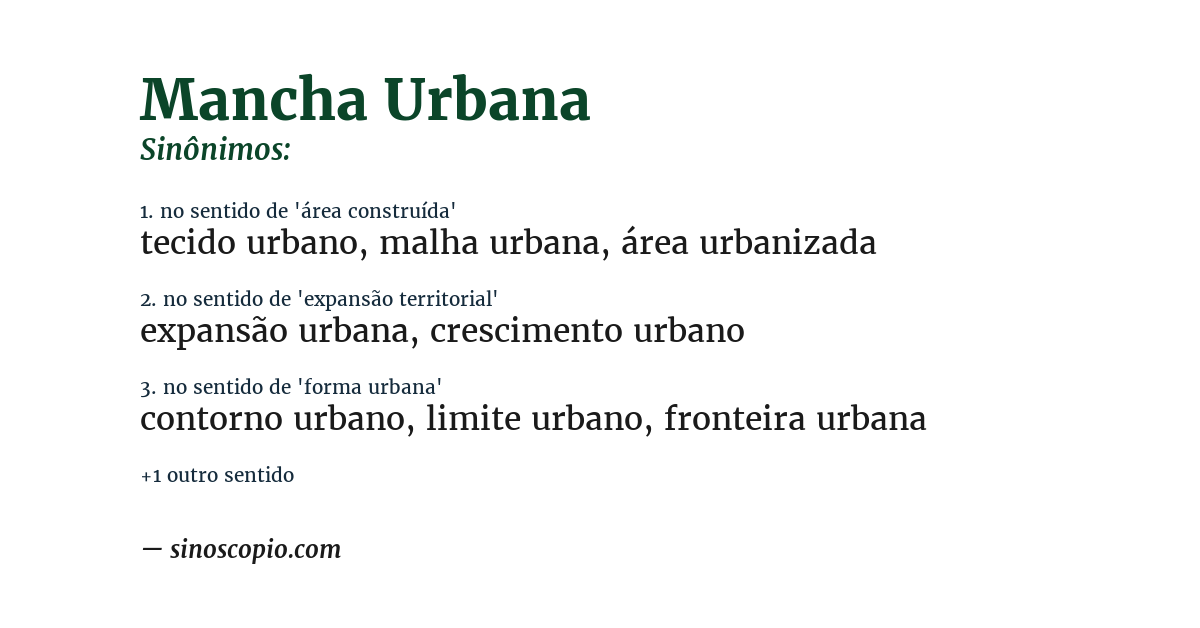 Sinônimo de mancha urbana