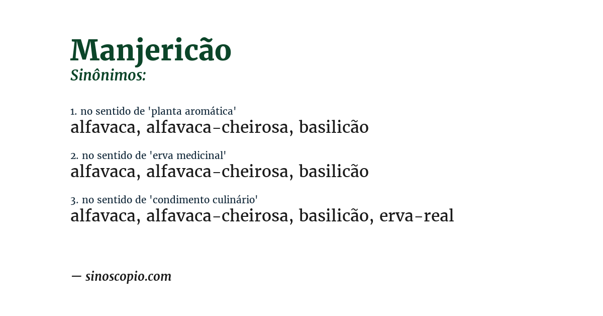 Sinônimo de manjericão