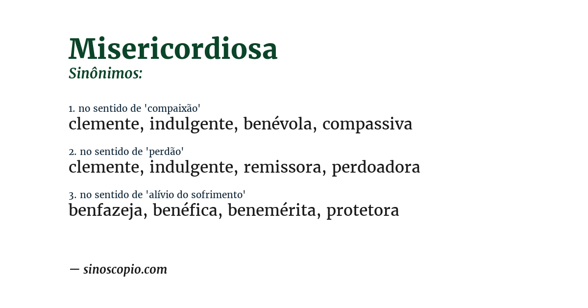 Sinônimo de misericordiosa