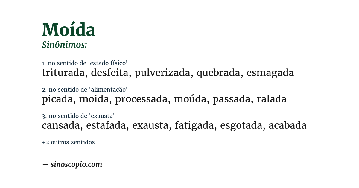 Sinônimo de moída