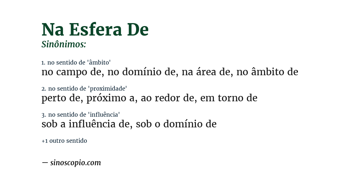 Sinônimo de na esfera de