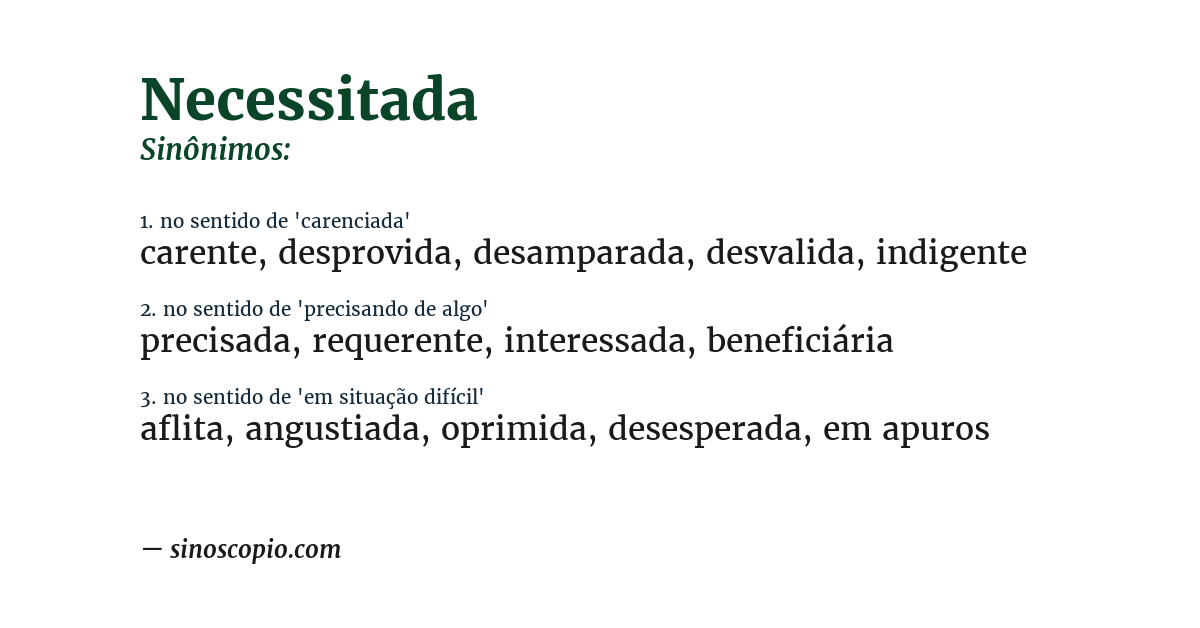 Sinônimo de necessitada