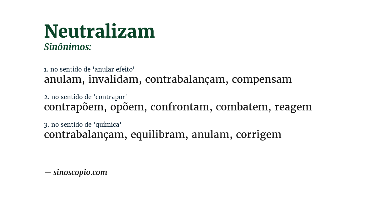 Sinônimo de neutralizam
