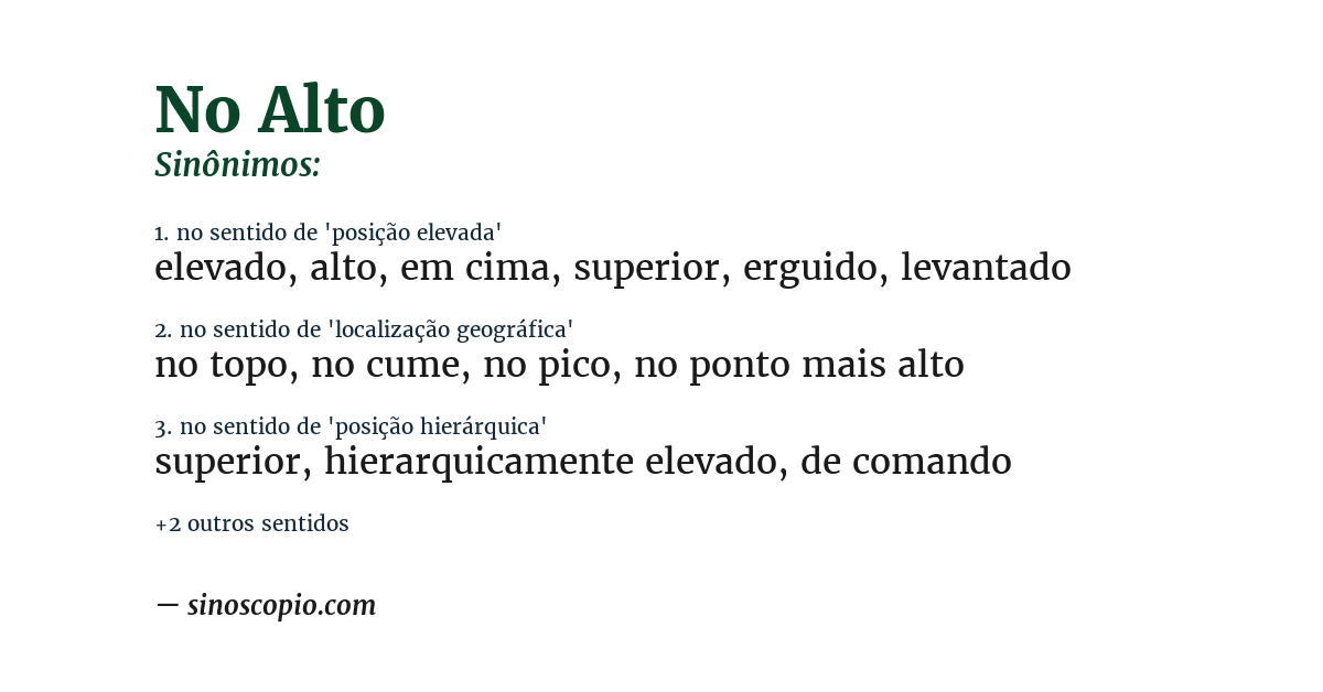Sinônimo de no alto