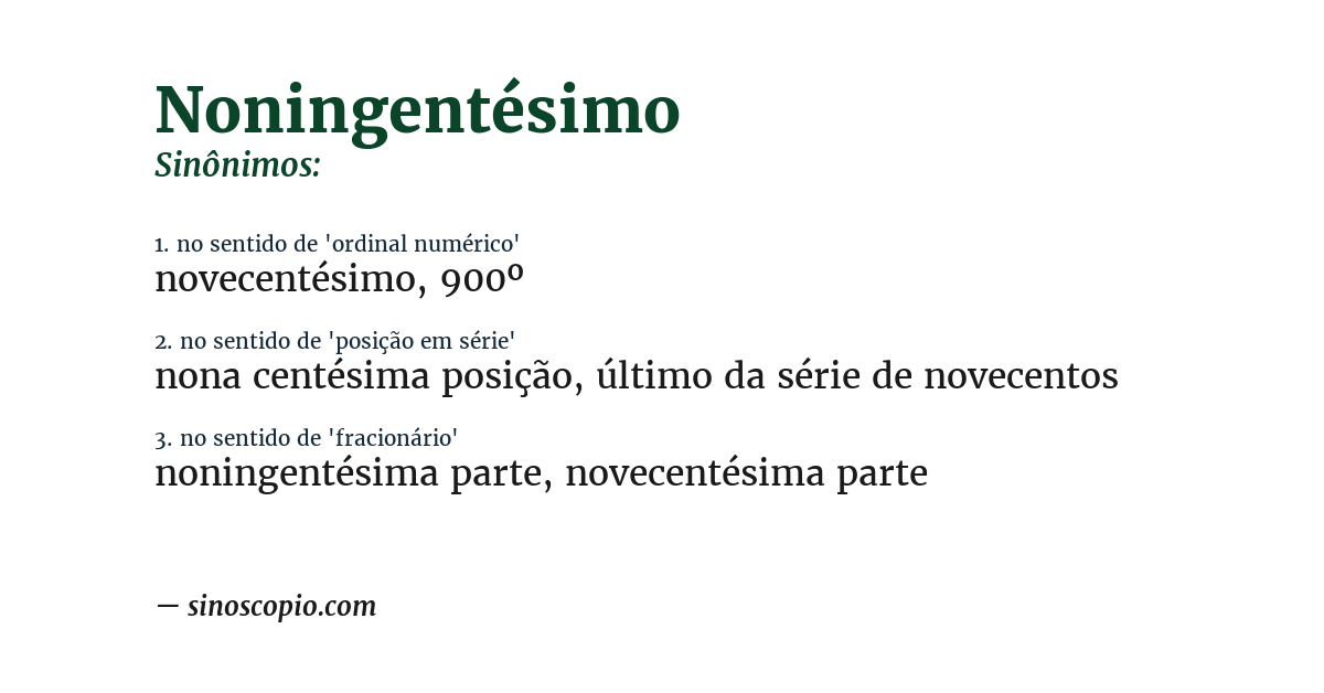 Sinônimo de noningentésimo
